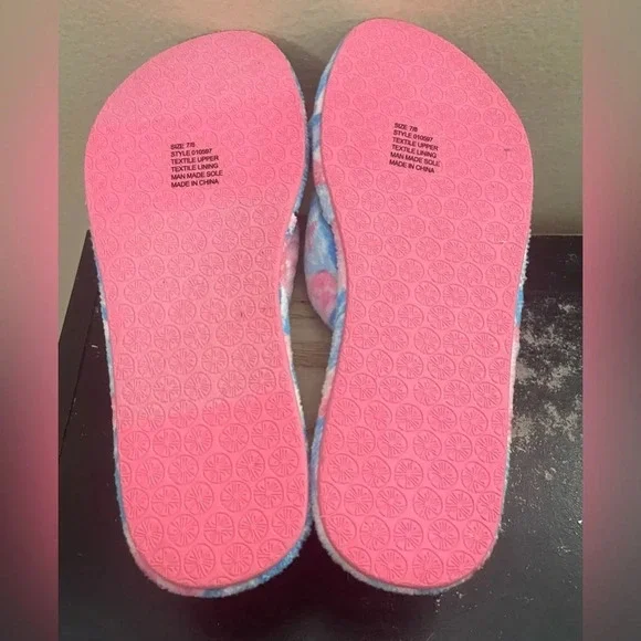 Lilly Pulitzer Bondi Blue My Little Peony Slippers Pool Shoes Preppy Size 7/8 - Picture 7 of 8